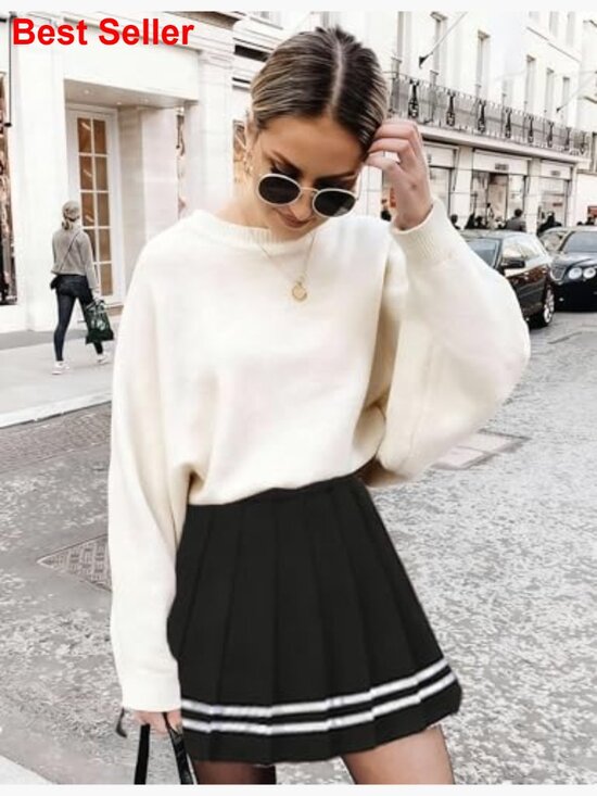 Pleated Mini Skirt with Elastic High Waist, Recycled Material - Picture 2 of 7